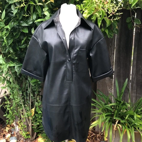 Topshop | Dresses | Topshop Faux Leather Shirt Dress | Poshmark